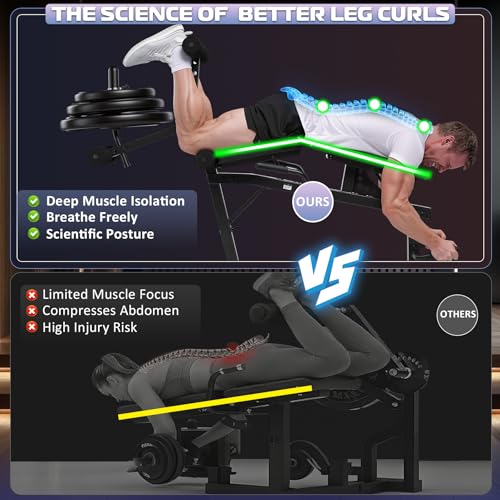 Image of ANCHEER Leg Extension and Curl Machine, 880LBS Seated Leg Extension and Lying Leg Curl Machine, Adjustable Lower Body Workout Equipment for Home Gym Compatible with 1'' and 2'' Weight Plates