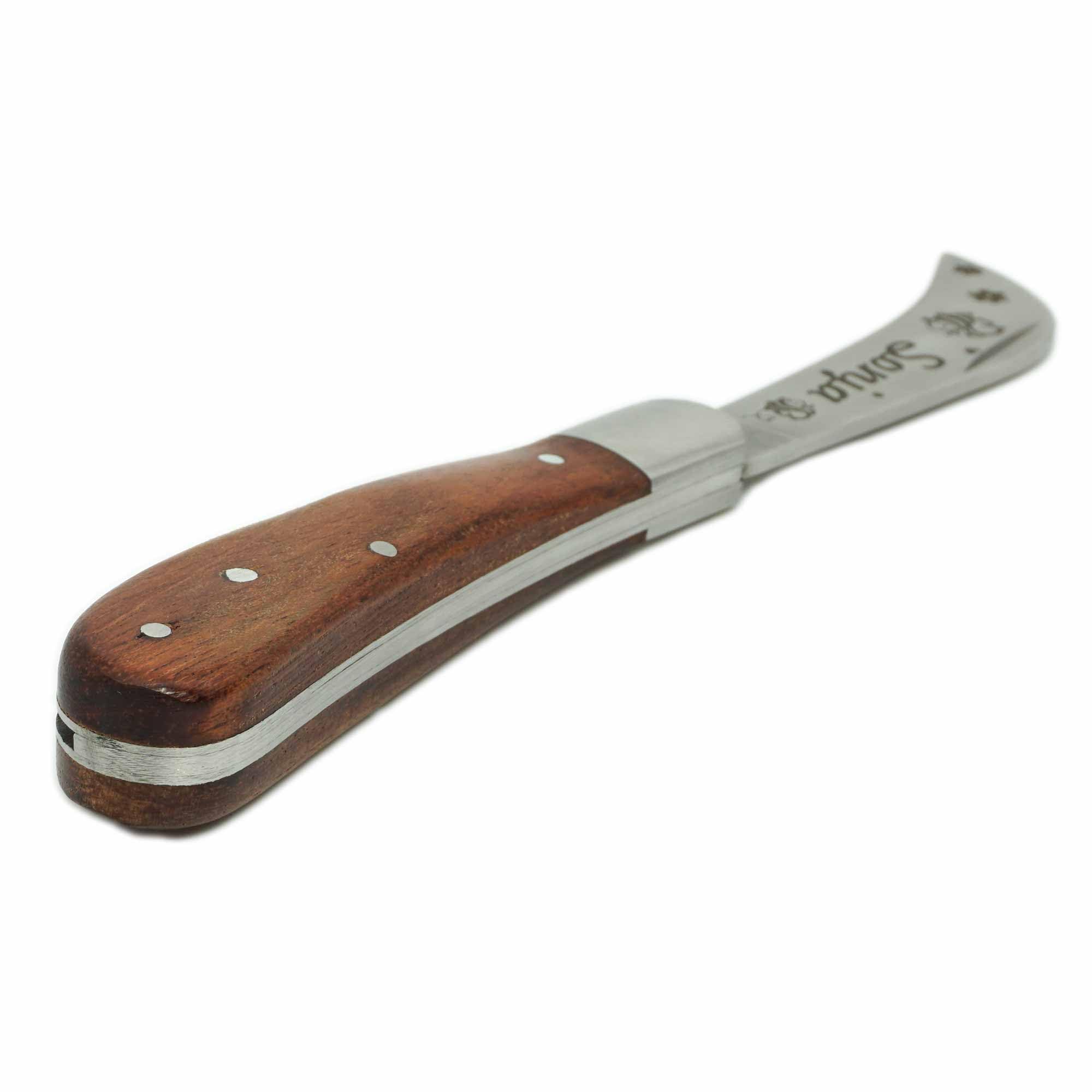 ADAM WILD Gartenmesser mit Gravur | Geschenke für Gärtner & Gartenliebhaber | Personalisiert für Hobbygärtner | gebogene Hippe-Klinge aus Edelstahl | zum Kräuter-, Blumenschnitt & Ernten | Gartenwerkzeug