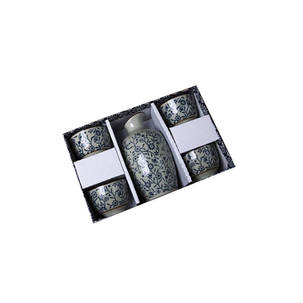 Maya Star Japanese Sake Set Sake Cup Set Traditional Hand Painted Design Porcelain Pottery Ceramic Wine Glasses - Blue and White