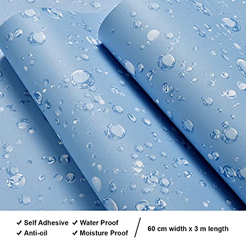 wolpin Wall Stickers Wallpaper Decal (45 x 300 cm) DIY PVC Self-Adhesive Bubbles, Kids Room, Lamination Paper, Office, Home Decorative, Water Blue