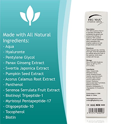 FEG Max Eyebrow Enhancer Growth Treatment Serum | Eyebrow Enhancing Serum to Help Lengthen and Thicken Eyebrows | Non-irritating Brow Serum | 6ml - Thumbnail 6