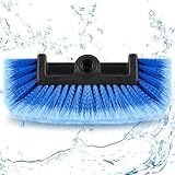 Car Wash Brush with Soft Bristles - Gentle on Paint, Compatible with Poles, Perfect for Cars, Trucks, RVs, Boats, Decks, and More (Blue) (10-inch)
