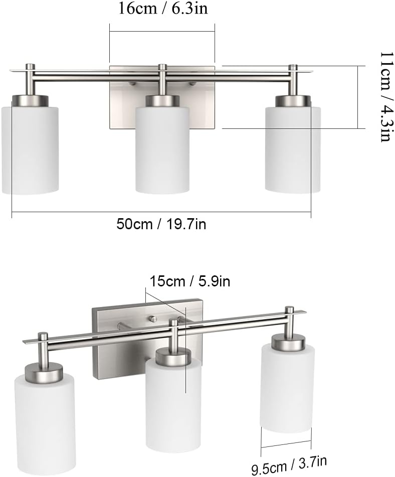 Aipsun Brushed Nickel Bathroom Vanity Light Vintage Bathroom Vanity Lighting Fixtures 3 Lights Industrial Wall Light (Exclude Bulb)