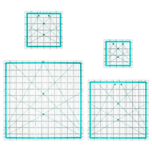 Miniatura 7 de Qwork 4 Piezas Juego De Reglas De Acolchado Cuadradas, 4.5 6 9.5 12.5 , Regla Acrílica Para Costura Para Acolchado De Bricolaje Y Corte Preciso,