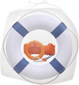 20Inch Throwable Life Preserver Ring with 98.4FT Floating Rescue Rope - Emergency Flotation Device for Boating, Pool, Lake & Beach - Swim Foam Buoy with Perimeter Line Kit