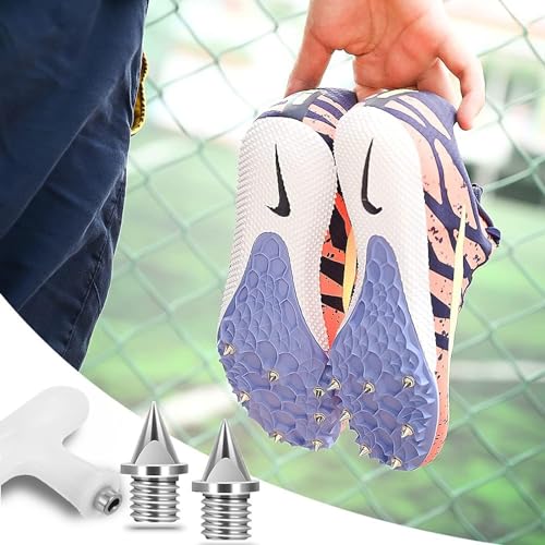 Spike Nägel, 40 Stück Stahl Robuster Spike Nägel 5 mm Pyramid Ersatz Spikes Wrench für Leichtathletik Training Wettkampf (Silberne Farbe)