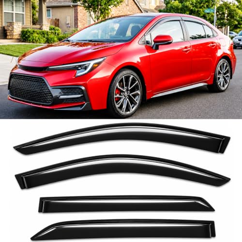 Image of 2019-2026 Tape-On Rain Guards for Toyota Corolla Sedan Side Window Visor Deflectors L LE SE XLE XSE FX Hybrid, Durable Tinted Vent Shades 2020 2021 2022 2023 2024 2025