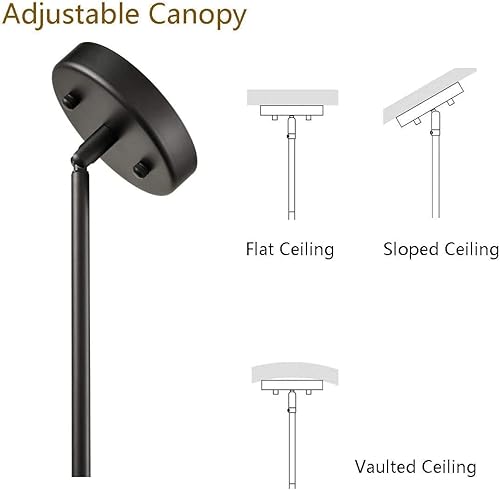 Miniatura 6 de DEYNITE Lámparas colgantes industriales de la escuela negra que cuelga la luz ajustable para la isla de la cocina