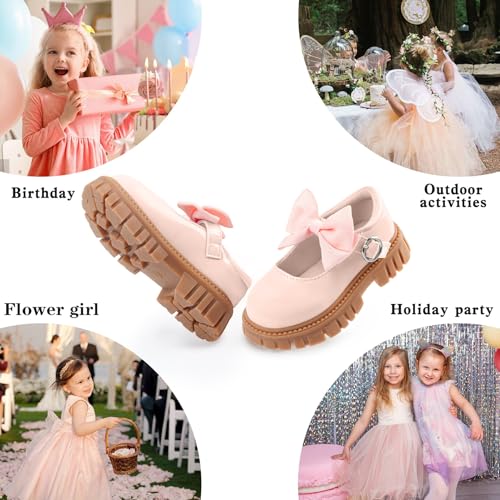 Image of Wulubaba Toddler Girl Dress Shoes Bow Black Dress School Shoes Princess Mary Jane for Toddler /Little Girl