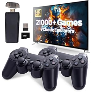 Viart Creation® Wireless Video Games for Tv Gaming Retro Gaming Console with Game Stick HD Game Plug & Play TV Video Game Set for 2 Player with 21K Games 2.4G Video Games for Kids(20K)