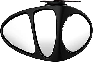 Car Blind Spot Mirror, 3-view Wide Angel Mirror Auxiliary Mirror for Front Rear Wheel Blind Spot Rear View Mirror. (Black Right)
