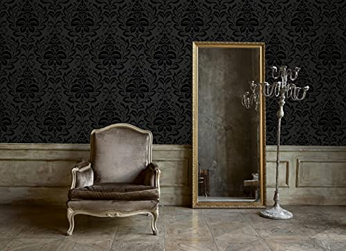 A.S. Création Vliestapete - Barock Tapete in Schwarz - Tapete für verschiedene Räume - Wandtapete in 10,05 m x 0,53 m