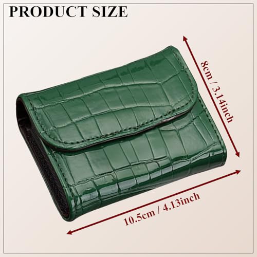 RFID Blocking PU Leather Credit Card Holder Wallet for Women, Compact Accordion Card Case with Multiple Slots, Small Buckle Coin Purse, Stone Litchi Pattern ID Card Organizer (Style-6)2
