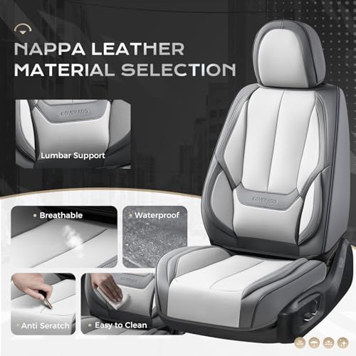 Image of Coverado Seat Covers, Car Seat Covers Front Seats, Car Seat Cover, Car Seat Protector Waterproof, Car Seat Cushion Nappa Leather, Seat Covers Carseat Cover Universal Fit for Most Cars