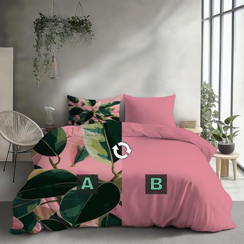 Housse de Couette Fermeture Éclair 200x200 Parure Lit Or Rose Poudré - 4