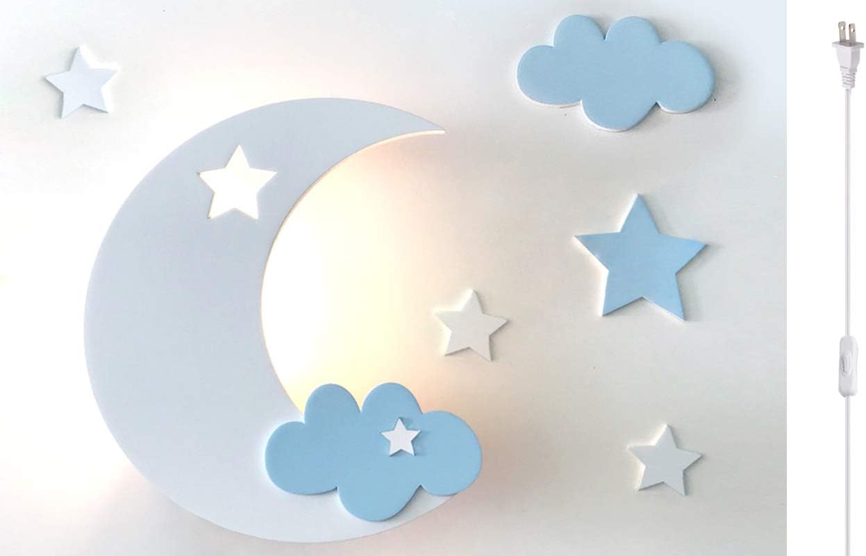 ANYE Moon Light for Kids Star&Cloud Night lamp Wall Lamp Lovely Night Sky Nursery Wall Decor Wall Lighting Night Lamp Bulb is NOT Included E26 DIY BD1339