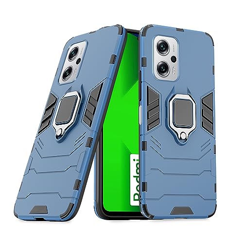 Image of Pikkme Redmi K50i 5G Back Cover | D5 Tough Armor Bumper | 360 Protection Case | Ring Holder Stand Case for Redmi K50i 5G (Blue)
