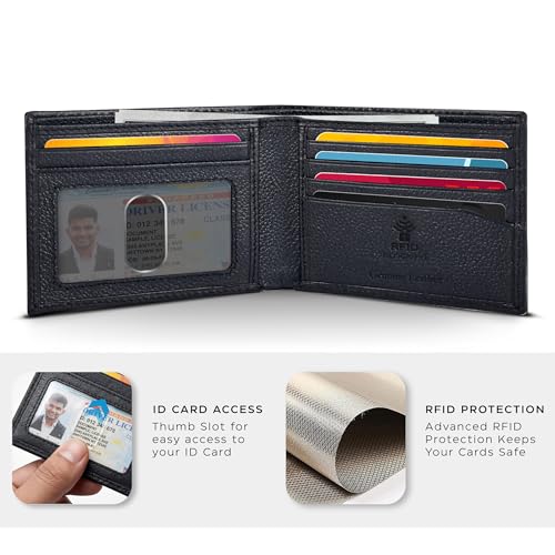 Image of Oak Leathers Slim Leather Wallet for Men - RFID Wallets Credit Card Holder Ultra Thin Gift for Mens, Front Pocket Minimalist Design
