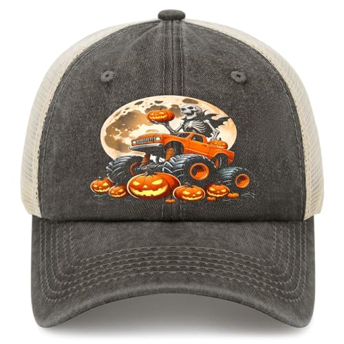 Skeleton Rock On Bruh Halloween for Mens Kids Toddlers Trucker hat Cycling