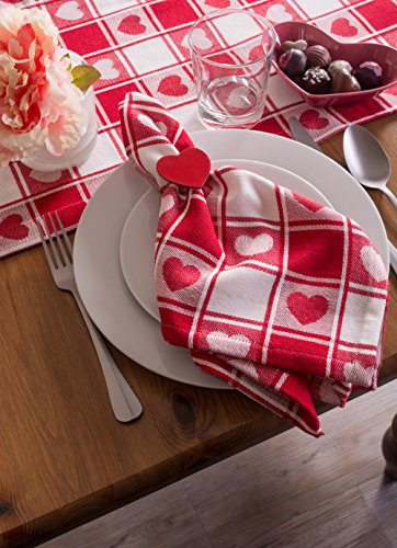 DII Valentinstag Tischdecke Check Collection Tischdecke 60 x 84 cm Karierte Herzen – Ansicht 6
