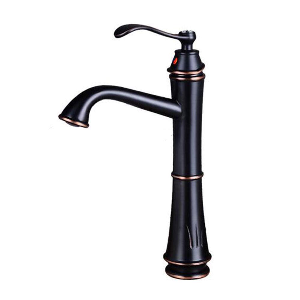Robinet de lavabo haut noir rétro pour vasque à poser de salle de bain