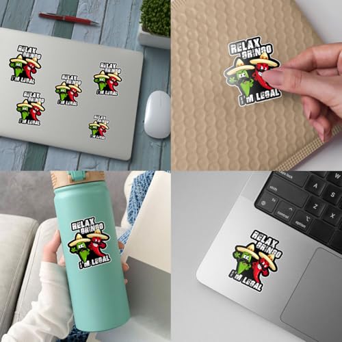 Image of 3Pcs Relax Gringo Im Legal Sticker, Relax Gringo I'm Legal Sticker for Car, Relax Gringo Calcomanias De Mexico Funny Immigrant Calcomanias Mexico Mexican Cactus Stickers for Truck Car Helmet (N5)