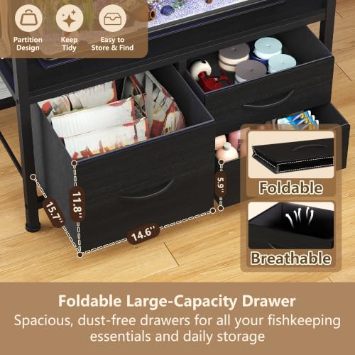 Image of Heybly 20-29 Gal Fish Tank Stand with Drawer, Power Outlet,330lbs HAS001BK
