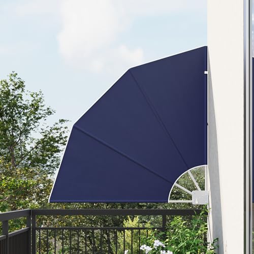 Balkon Sichtschutz Marineblau 115 x 115 cm Stoff Balkonfächer klappbar Sichtschutz Windschutz für Balkon Terrasse Garten