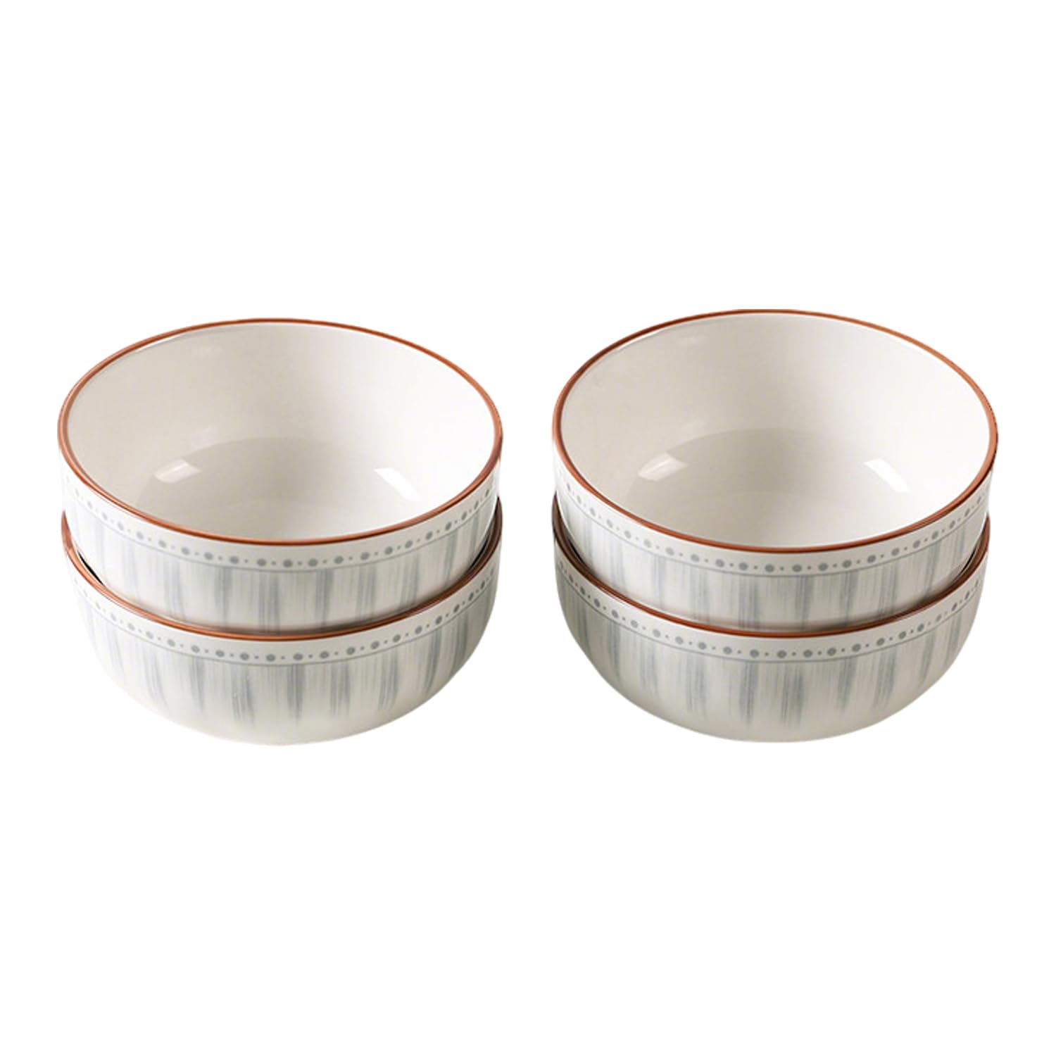 YTSMZX Rice Bowls Set Ceramic Bowls for Kitchen Deep Bowls for Cereal Salad Fruits Noodle Dishwasher Microwave Safe Patterned Bowl,450ml,4Piece Set