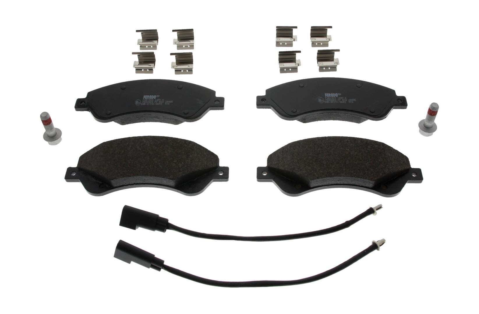 FERODO Juego de pastillas de freno Delantero con contacto avisador de desgaste con accesorios FVR1929 Juego de pastillas de freno Compatible con FORD Transit Mk6 Furgoneta V347, V348, FA