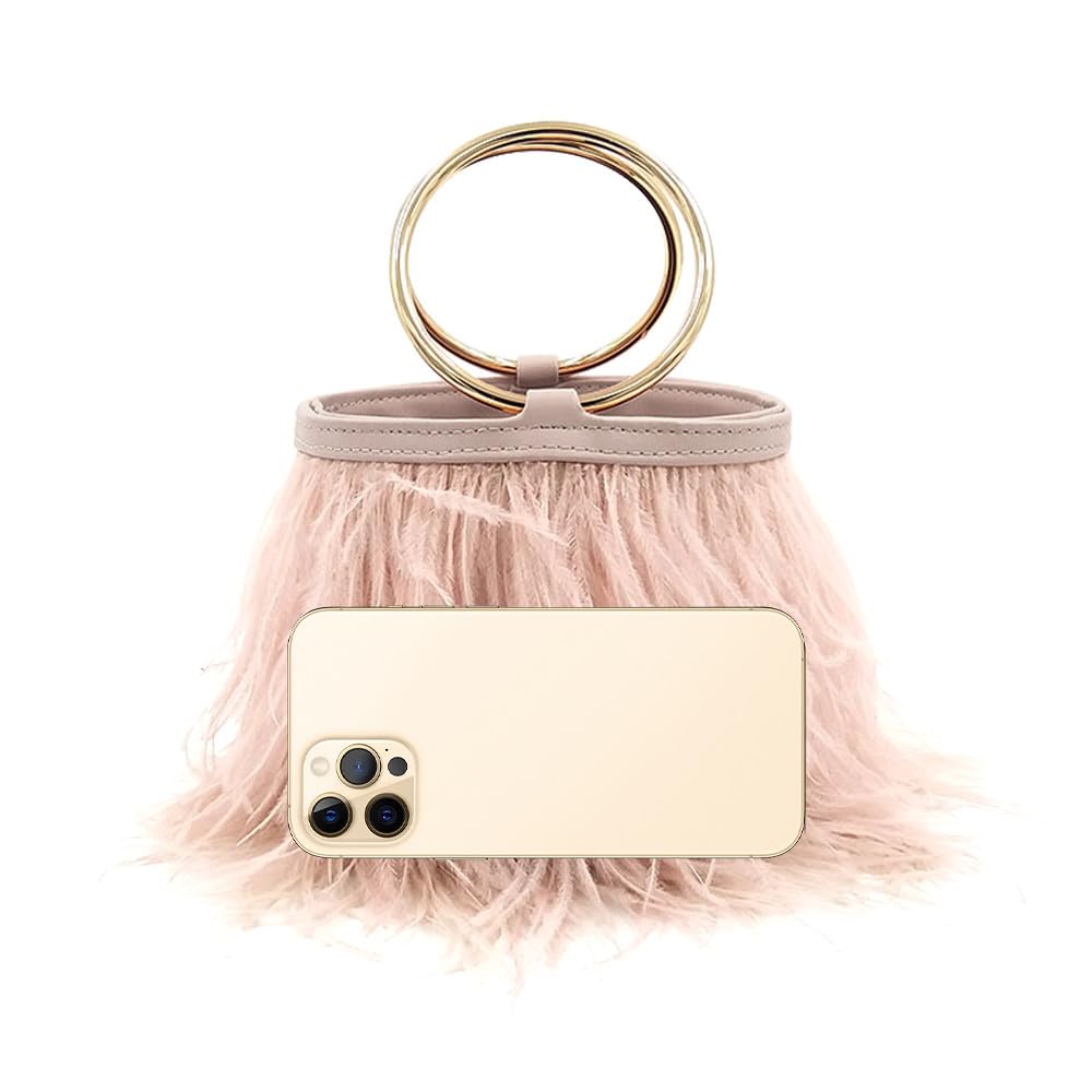 Mujeres Avestruz Esponjoso Tote Bag Bolso de plumas Crossbody Bag Bolso de hombro Clutch de noche Bolso de novia Banquete Fiesta