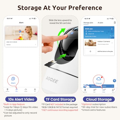 AOQEE 2K Cameras for Home Security, Dog Camera, 360 Coverage PTZ, G5 1Pack - image 9