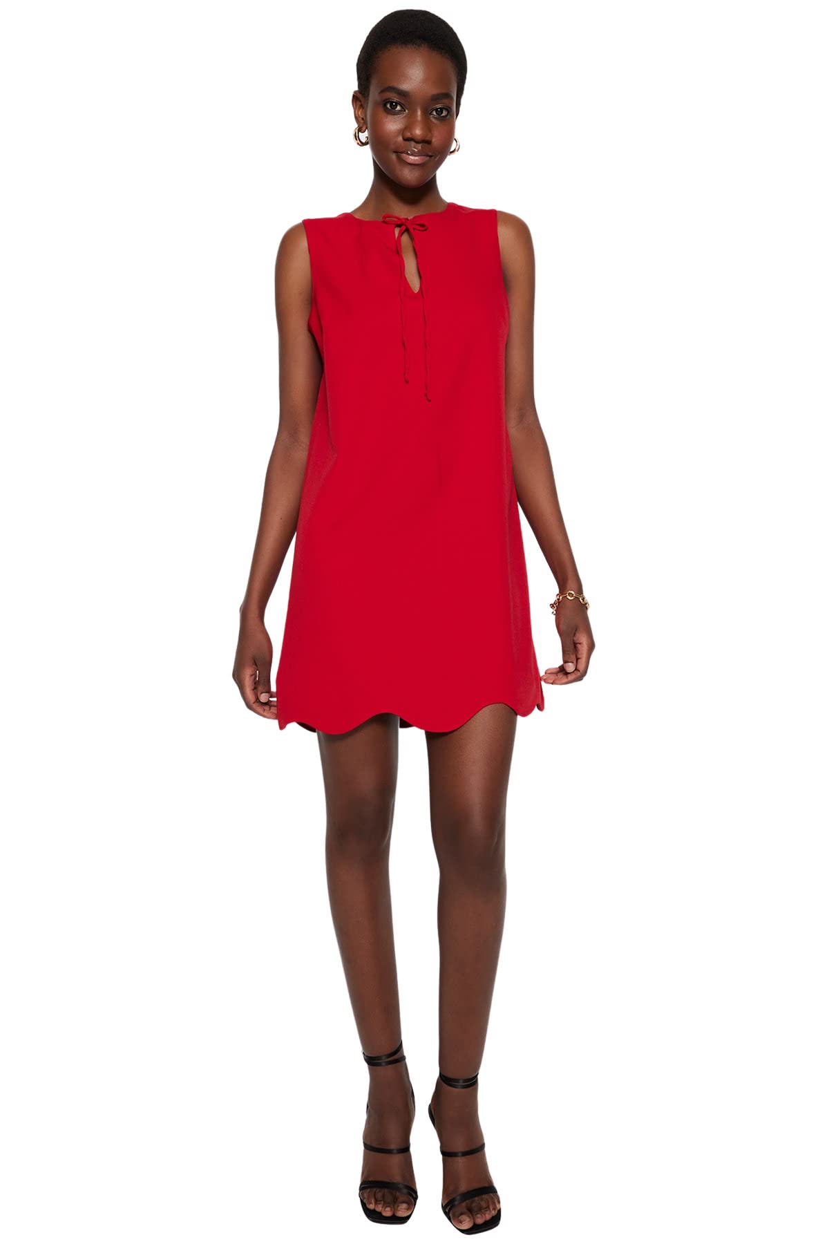 Trendyol Damen Rot Women Shift Regular Fit Woven Dress Shift Regular Fit Webkleid, Red,