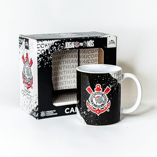 Caneca Time Corinthians Futebol Clube 'Meu cora��o � preto e branco' Licenciada Oficial