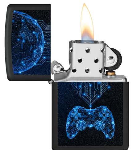 Image of Zippo Gaming Black Matte Windproof Pocket Fuel Refillable Lighter, BIS Certified