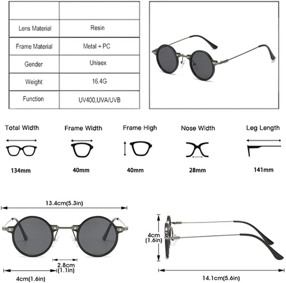 Retro Steampunk Small Round Men Hip Hop Sunglasses Fashion Women Clear Ocean Lens Shades UV400 Female Glasses Frame