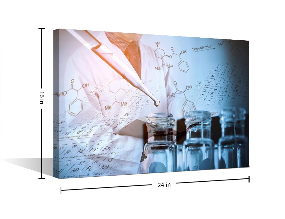 Image of TUMOVO Young Scientist Artwork Wall Decor Posters and Prints 1 Panels Clinical Laboratory Pictures Wall Decor for Bedroom Poster Medical Art Prints Framed Ready to Hang (16 inch Wx24 H)