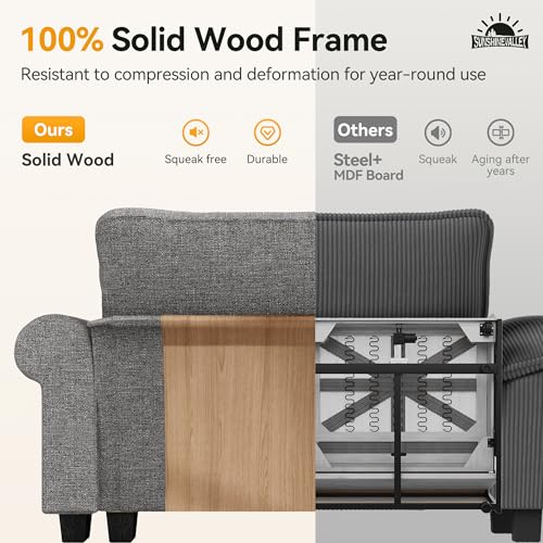Image of SUNSHINE VALLEY 3-Piece 7-Seater Cloud Modular Sofa Set with Extra Deep & Wider Cushions, Oversized Mid-Century Modern Couch Set with Loveseat and Throw Pillows for Living Room, Linen Dark Grey