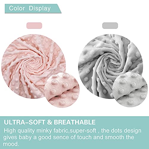 Image of Owlowla Bassinet Sheet Set,Ultra Soft Minky Cradle Sheets Universal Fitted Bassinet Pad /Mattress for Baby Boys Girls(Grey /Pink)