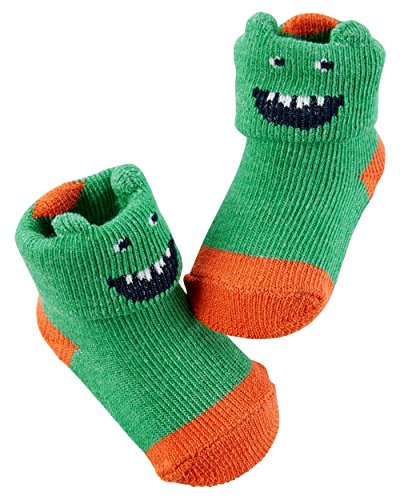 Carter's Boy's Monster Booties; Green and Orange (Newborn)