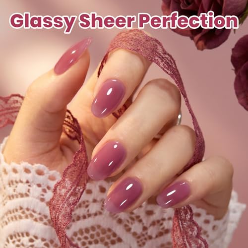 Image of Beetles Purple Gel Nail Polish - Grape Ice Tea 15ML Summer Jelly Gel Nail Polish Sheer Translucent Effect Soak Off UV Nail Art Salon Home DIY Manicure Gift for Women
