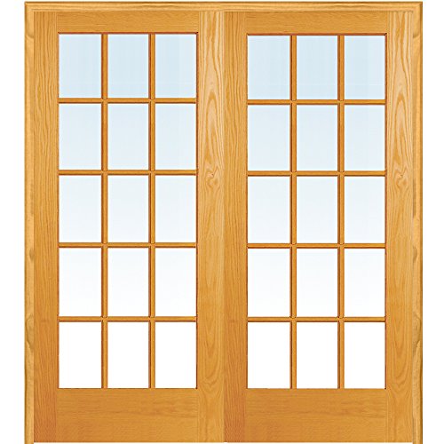 National Door Company ZZ09321BA Primed MDF 15 Lite Clear Glass, Prehung Interior Double Door, 60' x 80'