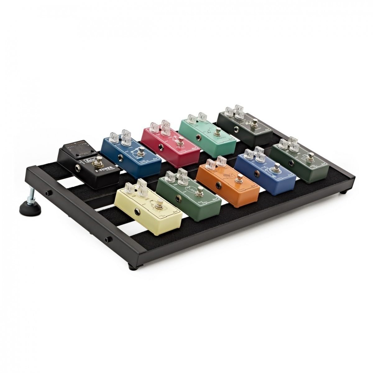 Gear4music Tabla Pedales Efectos Guitarra 61,5x31cm con Bolsa | 61,5x31cm con Diseño de 4 Rieles, Construcción de Acero Robusta y Duradera, Patas de Goma Antideslizantes, Bolsa