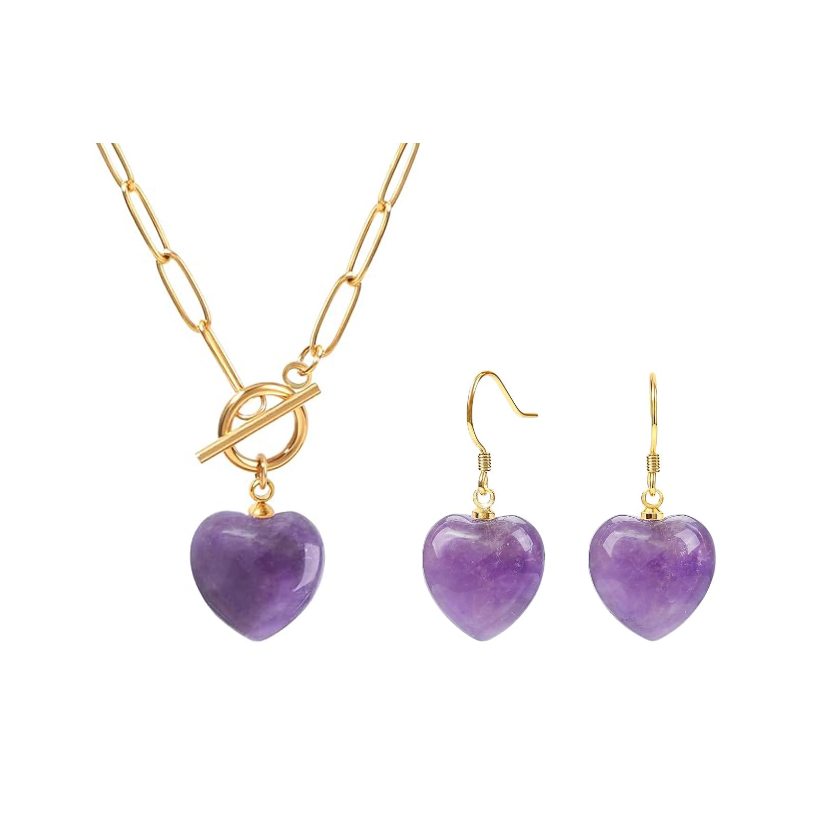 Set de joyas de corazón en oro 18k y piedras naturales como regalo inolvidable de mujer 6