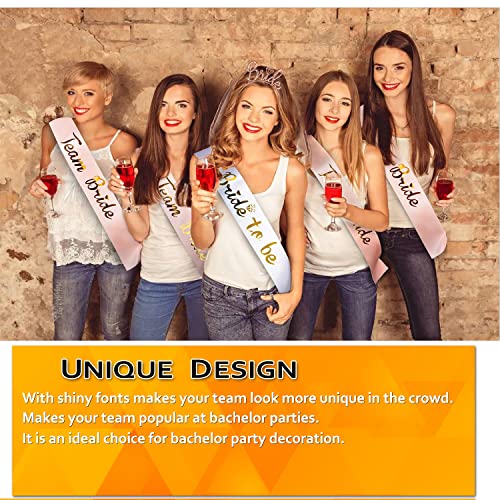 AniSqui 16pcs Hen Do Accessories, (1 Bride to be Sash + 10 Team Bride Sash + 3 Bride Tattoos + 1 Hen Party Veil + 1 Bride to be Tiara) Hen Party Accessories - Image 2