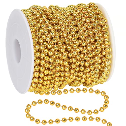 100 Feet Christmas Tree Beads, Gold Christmas Tree Garland Decoration
