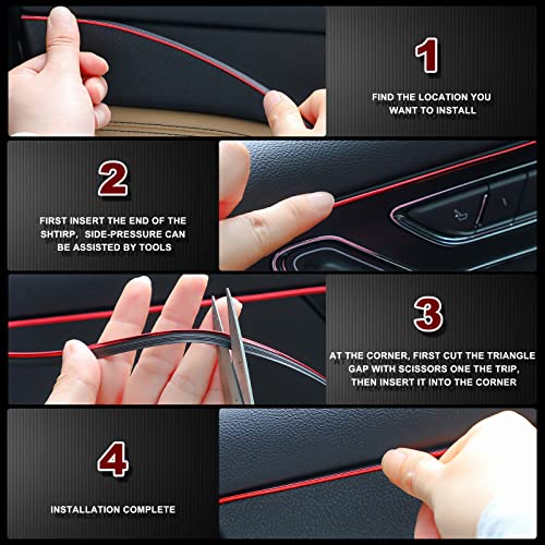 25 Pack Car Accessories Set 20Pcs Car Vent Trim Strips 16 Feet Filler Insert Strips With Installation Tool 4Pcs Car Cup Air Conditioner Vent Trim Decorative Car Interior Accessories (Red) #TOP5