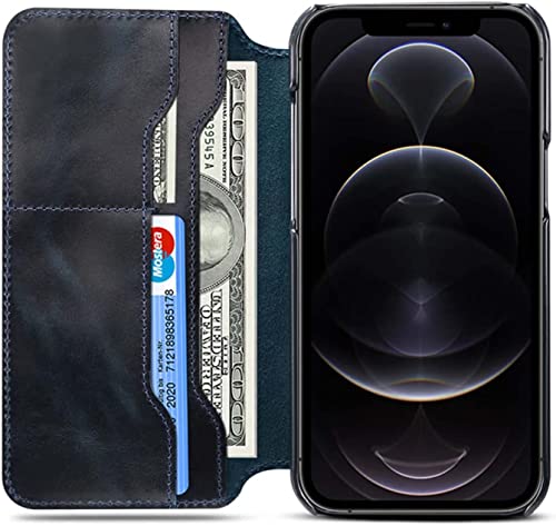 Coque en cuir de vache véritable pour iPhone 13 étui luxe bleu