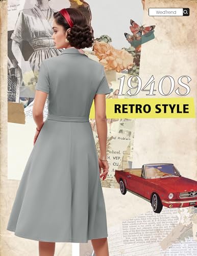 Image of Wedtrend Women's Vintage Tea Dress, Short Sleeve Cocktail Party Dress Work Church Casual Dress