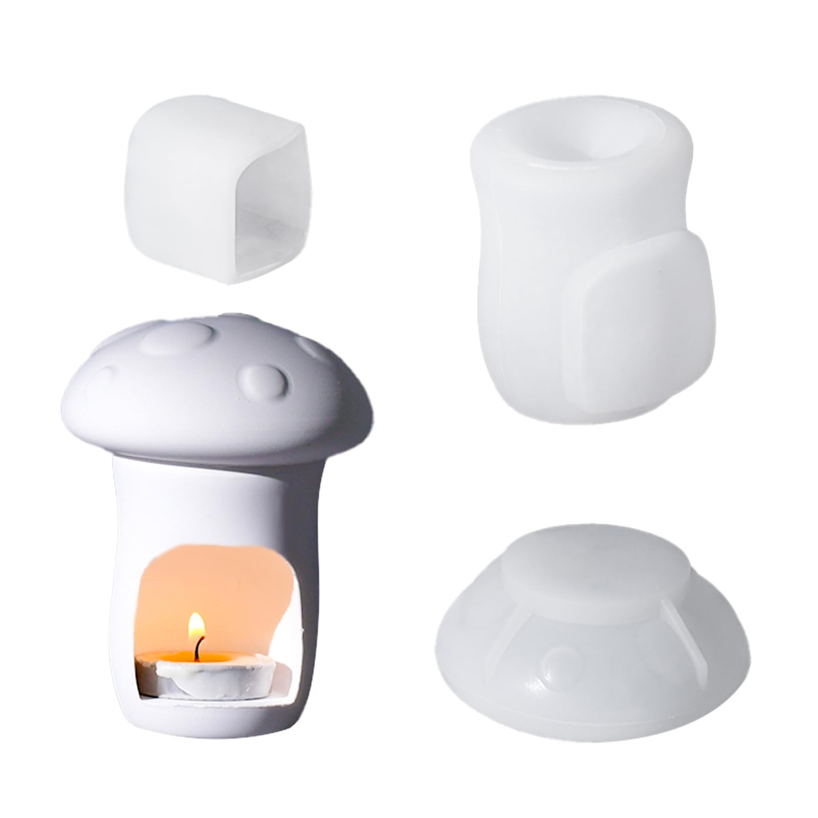NEWFT Silicone Mold for Crafting Decorative Candle Stand Tealight Holder House Ornament Mold Hollow Mushroom Plaster Mold